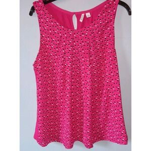 Elle Blouse Womens Pink Polka Dot Sleeveless Lightweight Tank Top Sz‎ L